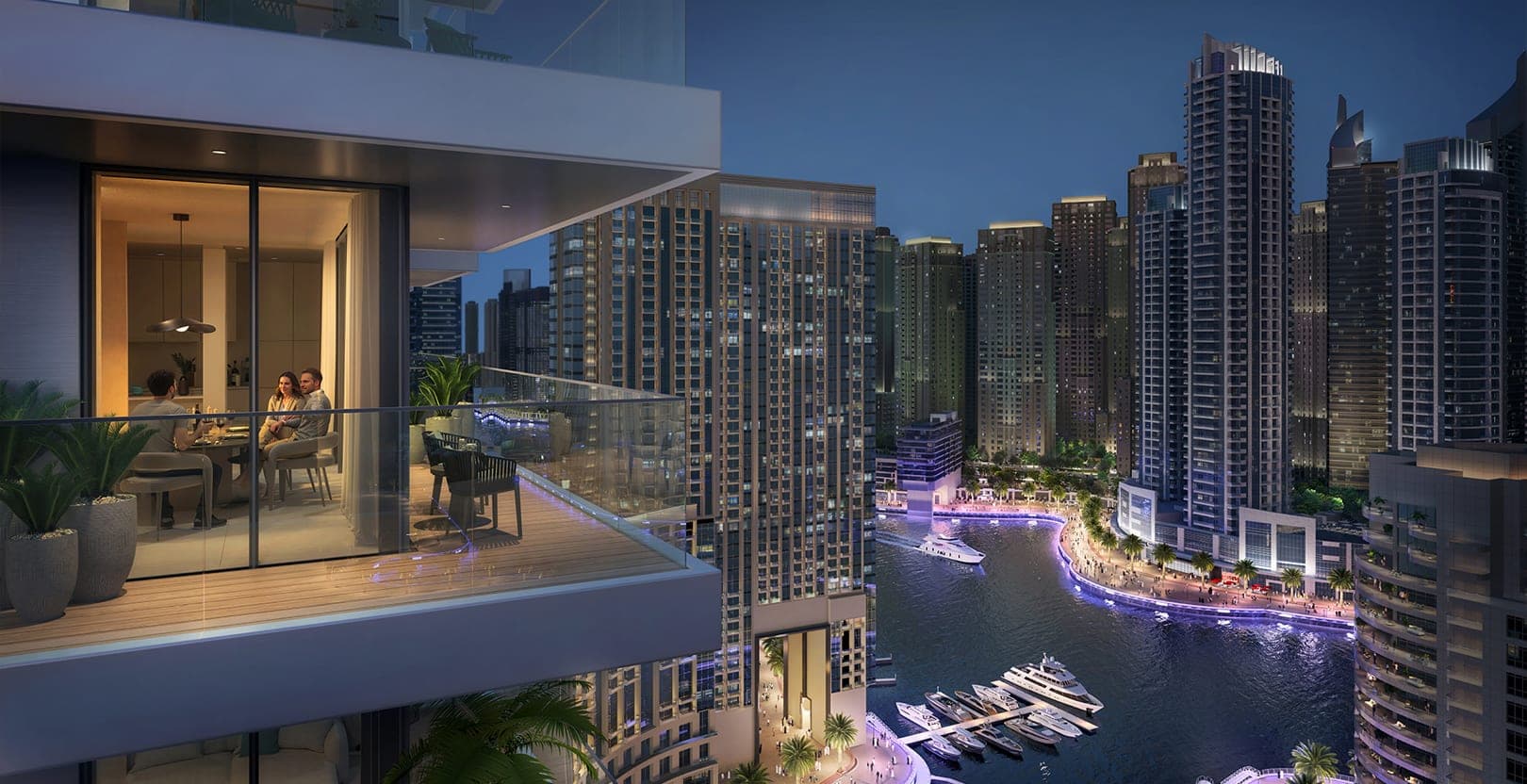 Dubai Marina — Denser, higher yield, no beach frontage